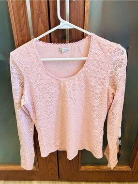 Soft Pink Lace Long-Sleeve Tee